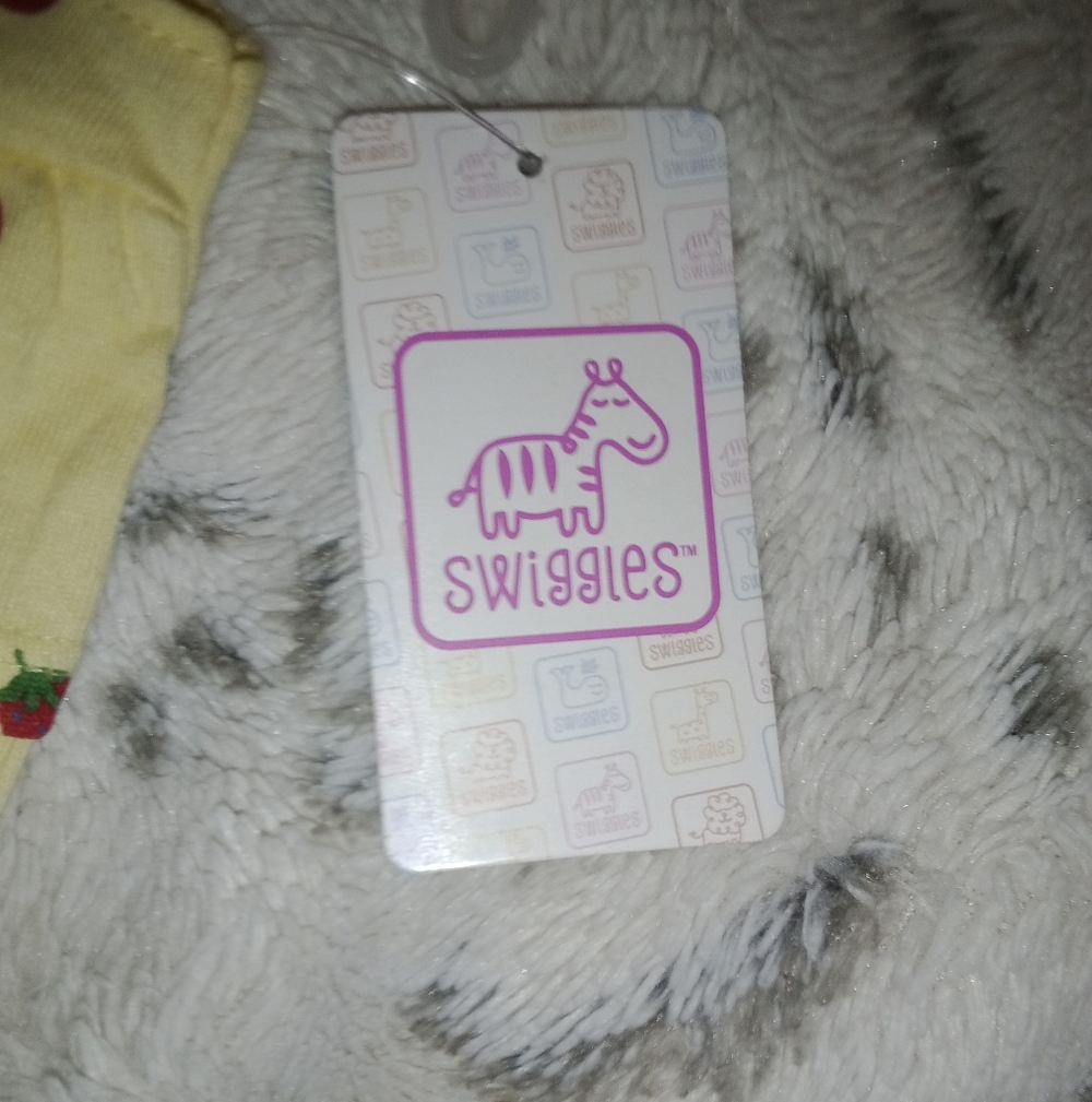 Swiggles Yellow Baby Bodysuit with Red Strawberry Print - Picture 3 of 5